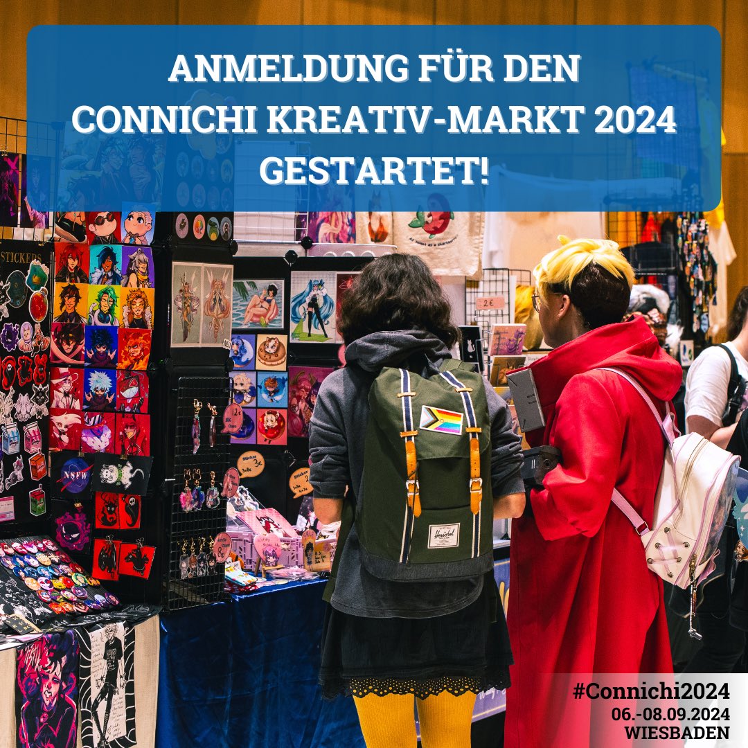 Connichi's tweet photo. Die Anmeldung für den Connichi Kreativ-Markt ist gestartet.
Bewerbt euch bis zum 28.04 unter 👉 https://t.co/fnnDTHHOZY https://t.co/QFPaOR08mT