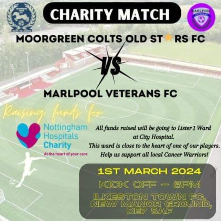 Match day is here, we've smashed through our pre match target of £300 so thank you everyone who's donated, be graet to see a decent crowd down for the game Old Stars v @WeAreMarlpool 8pm KO Ilkeston Town FC, all in aid of Lister 1 ward @NUHCharity
