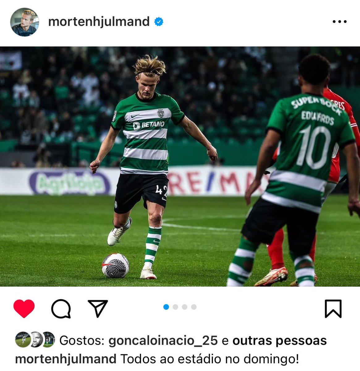A mensagem de Hjulmand após a vitória no dérbi é soberba: “Todos ao estádio no domingo.”

PS: Acho que já não há bilhetes. Esgotado.