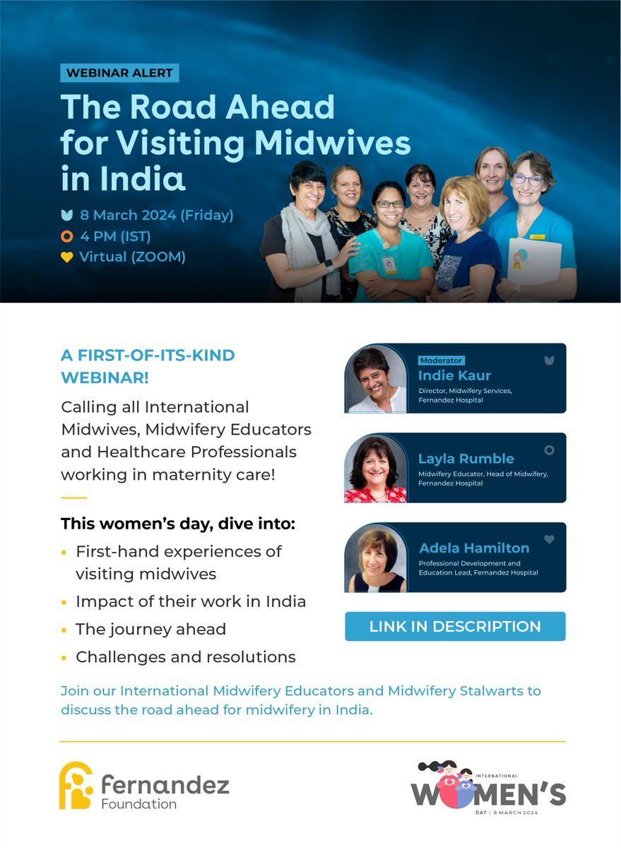 #MidwiferyWebinar: The Road Ahead for Visiting Midwives in India. SaveTheDate: Friday, March 8, 2024 – 4PM. Register Now: bit.ly/Register-MW2024