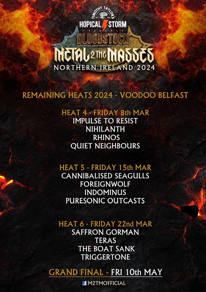 It’s the first of the month so now is the perfect time to grab your tickets for the remaining Bloodstock Festival Metal 2 the Masses shows! Here’s a rundown of the remaining Heats. Few other DP gigs on sale there too. See you down the front! 🎟️ wegottickets.com/thedistortionp…