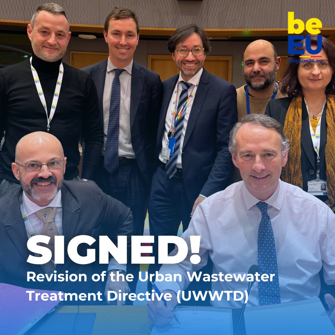 🌊 Signed!

Ambassadors just confirmed the revision of the urban wastewater treatment directive (#UWWTD).

As being one of the key deliverables under the EU's zero-pollution action plan, it will help better protect the 🇪🇺's #environment from for example micropollutants.