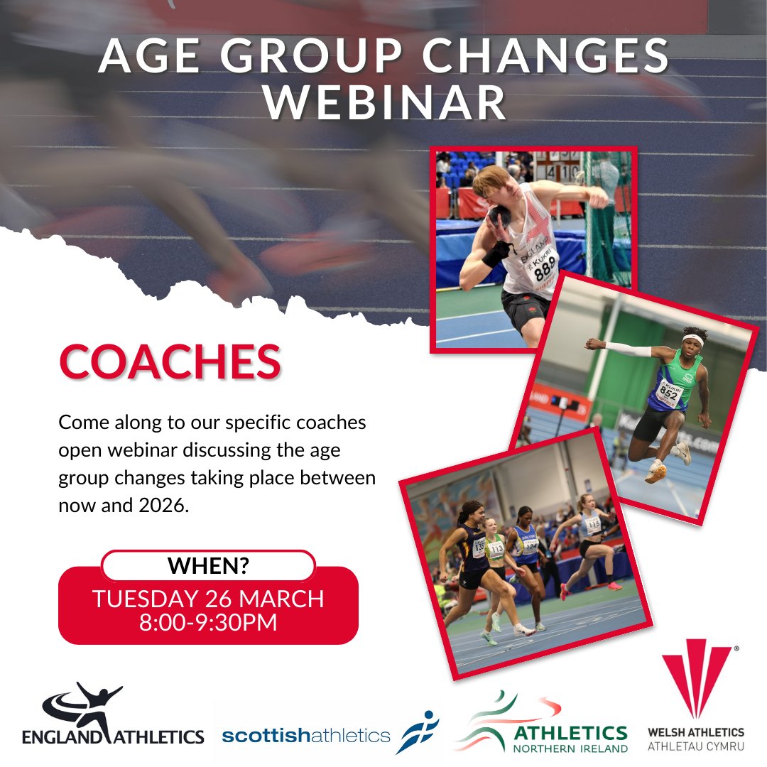 Later this month we will be hosting 3 webinars focusing on the age group amendments. You can find out more and register to attend here ➡ bit.ly/AGCWebinars

All sessions will be recorded and you can submit a questions to the panel in advance ➡ bit.ly/AGQuestion