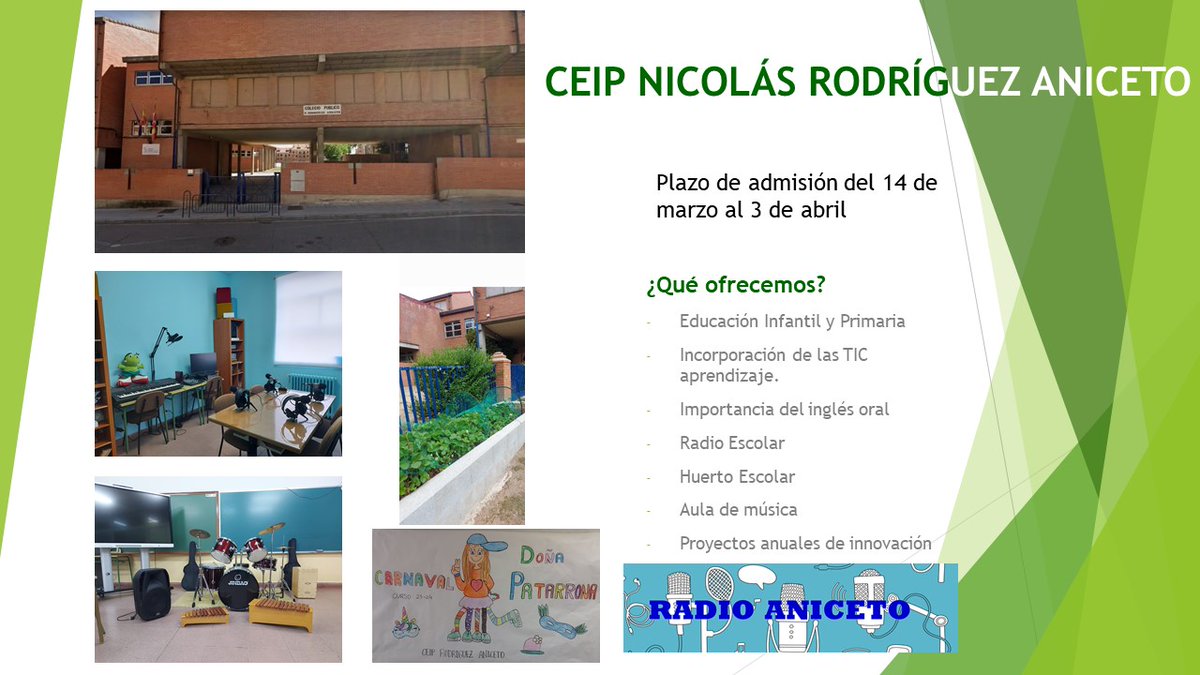 RadioAniceto's tweet photo. Abrimos plazo de matriculación en nuestro Cole del 14 de marzo al 3 de abril. https://t.co/t4ekaMlPWE