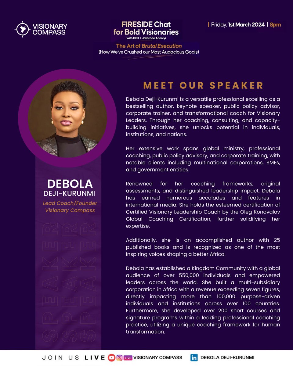 VCAP_by_DDK's tweet image. You already know with DDK in the room, the conversations, and the energy is always catalytic and electrifying.

We don't want to talk about what to expect. You should come and experience it for yourself.

Join us LIVE by 8 pm on Instagram and YouTube.

#VCAP #VisionaryCompass