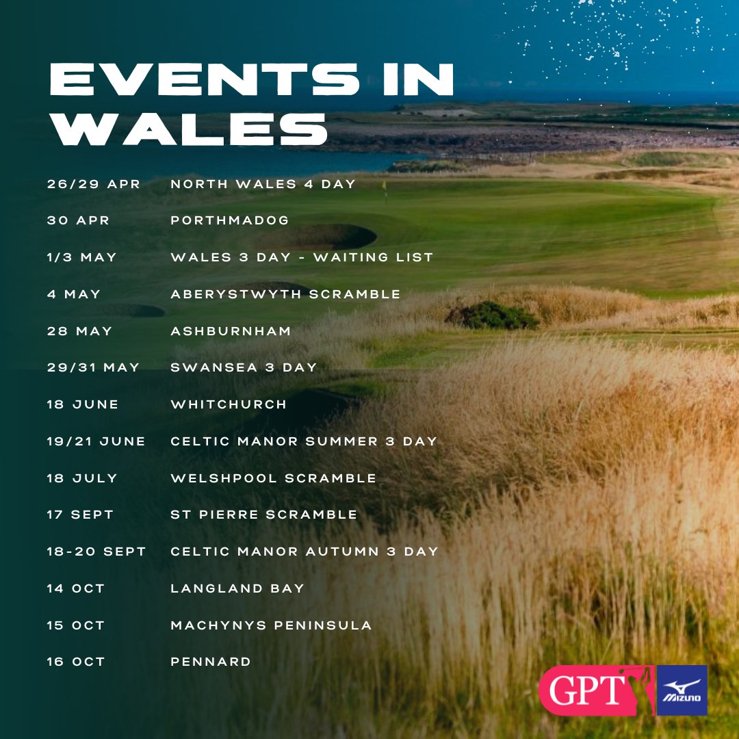Happy St David’s Day from all at Mizuno Golf Tour🏴󠁧󠁢󠁷󠁬󠁳󠁿 

We are looking forward to hosting a number of unmissable events at some of the best courses in Wales and would love for you to join us 🏆⛳️

For full details of these and our other 2024 Events ⬇️

golfpairs.com/collections/20…