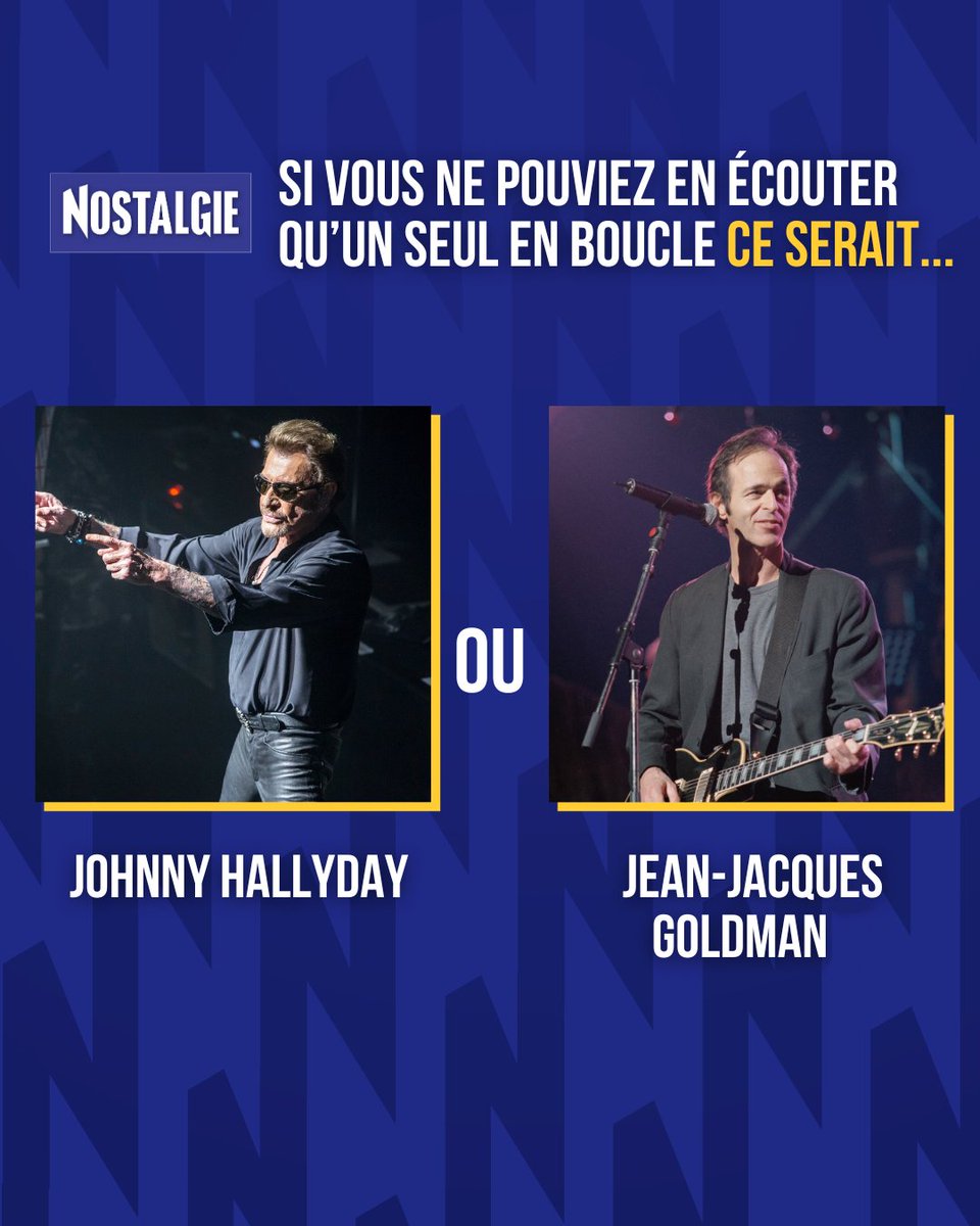 Le dilemme du jour ! Johnny Hallyday ou Jean-Jacques Goldman ? 👀 Les plus grands classiques de ces deux icônes sont à écouter sur l’app Nostalgie ! ✨