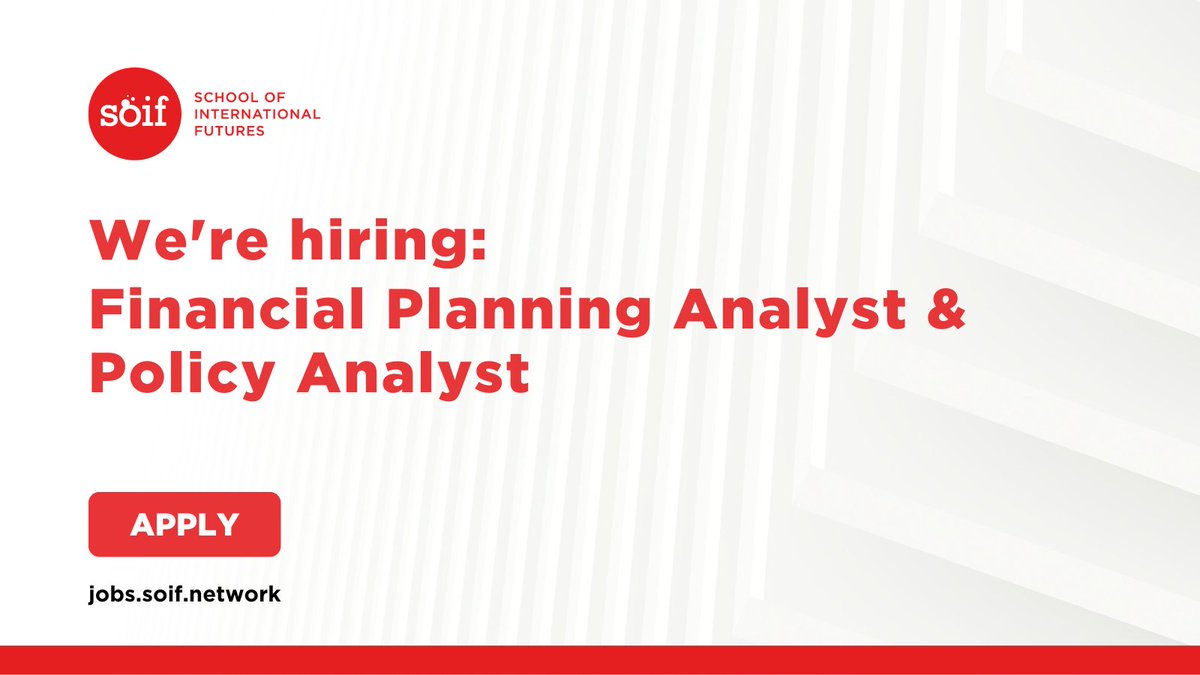 We are looking for a Financial Planning Analyst and Policy Analyst to join SOIF. If you're values-driven, dynamic and future-oriented, check out the roles at: bit.ly/49VIXXa. Applications close between 11-19 March.