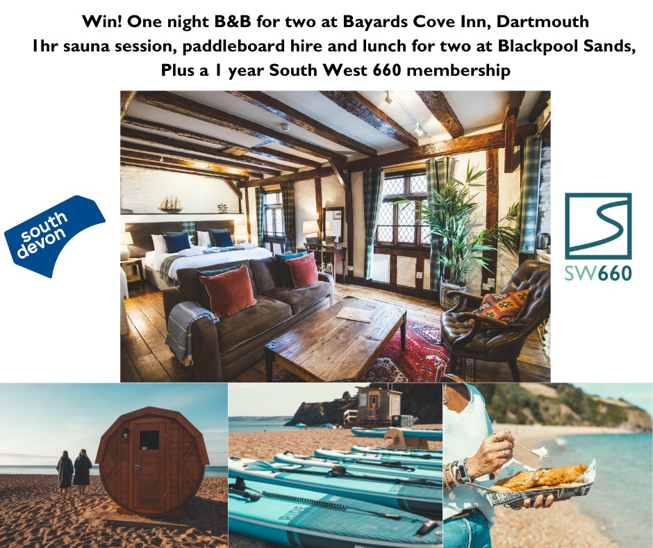 Win the ultimate #Dartmouth getaway by entering our competition with @SouthWest660 & @discoverdart👇 You could win a fabulous stay at @BayardsCove, lunch at Blackpool Sands, a SW660 membership and even MORE! 🌟 Head to our website to win!👇 visitsouthdevon.co.uk/win/win-a-stay…