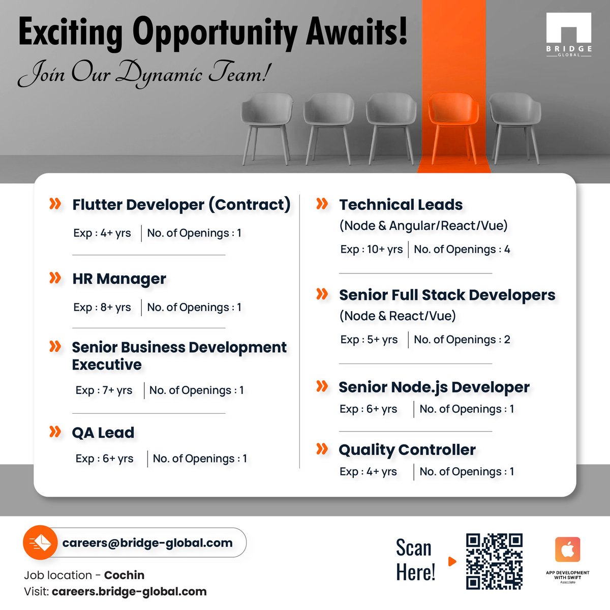 Bridge_Tweed's tweet image. Excellent career opportunities! Check out our multiple vacancies and confirm your suitability at careers.bridge-global.com and send your CVs to careers@bridge-global.com!

#hiring #hiringdevelopers #hiringhr #hiringBDE #hiringleads #hiringnow