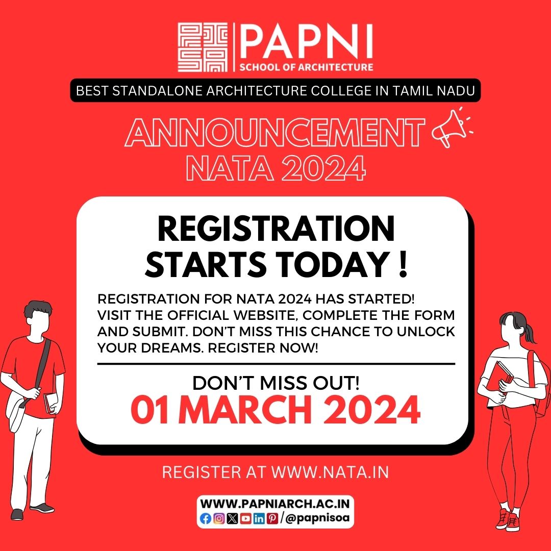 Your future in architecture starts here! NATA 2024 registration is now open. Secure your spot and take the first step toward your dream career.

Register today!

#nata #councilofarchitecture #architecture #architect #papnisoa