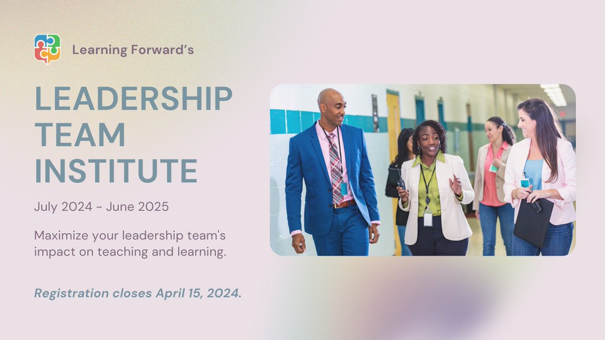 Effective #SchoolLeadership is one of the primary factors that influence student learning.

Our NEW yearlong Leadership Team Institute is a unique learning opportunity for school leaders to grow individually and collectively. 

Get details: learningforward.org/leadership-tea… #EdLeadership