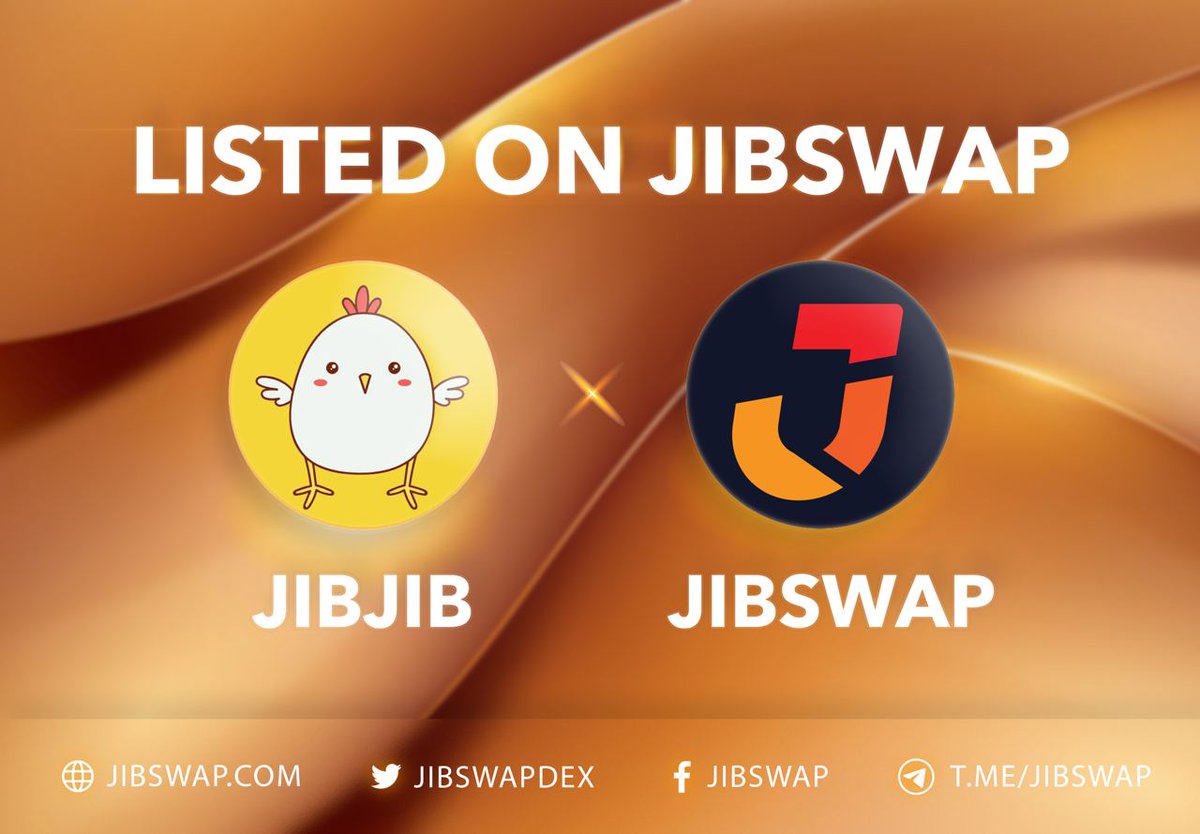 ❤️<a href="/JibjibCommunity/">JI₿JI₿</a> X <a href="/JIBSWAPDEX/">JIBSWAP</a> ❤️

JIBJIB is now listed on JIBSWAP😍 

The token named JIBJIB with contract address: 0xebe937eE67E3219D176965CC08110A258f925e01

Buy and sell now on JIBSWAP: jibswap.com/#/swap

#jibjib #jibswap #JIBChain