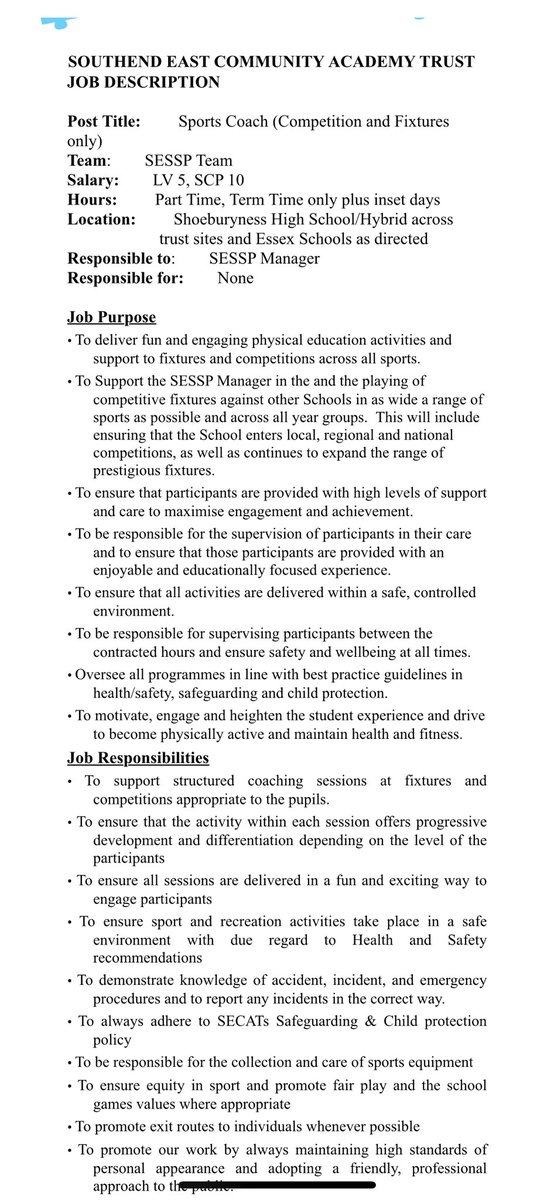 Southend East School Sports Partnership (@southendssp) on Twitter photo JOB OPPORTUNITY 🚨🚨
Come work with us in the Southend School sports partnership. Due to 2 staff starting their teaching careers a window has opened in our dynamic team.
Message if you need any more details
<a href="/ActiveEssex/">ActiveEssex</a> <a href="/activesouthend/">activesouthend</a> <a href="/mysouthend/">mysouthend</a> <a href="/SouthendWestSSP/">Southend West SSP</a> JOB OPPORTUNITY 🚨🚨
Come work with us in the Southend School sports partnership. Due to 2 staff starting their teaching careers a window has opened in our dynamic team.
Message if you need any more details
<a href="/ActiveEssex/">ActiveEssex</a> <a href="/activesouthend/">activesouthend</a> <a href="/mysouthend/">mysouthend</a> <a href="/SouthendWestSSP/">Southend West SSP</a>