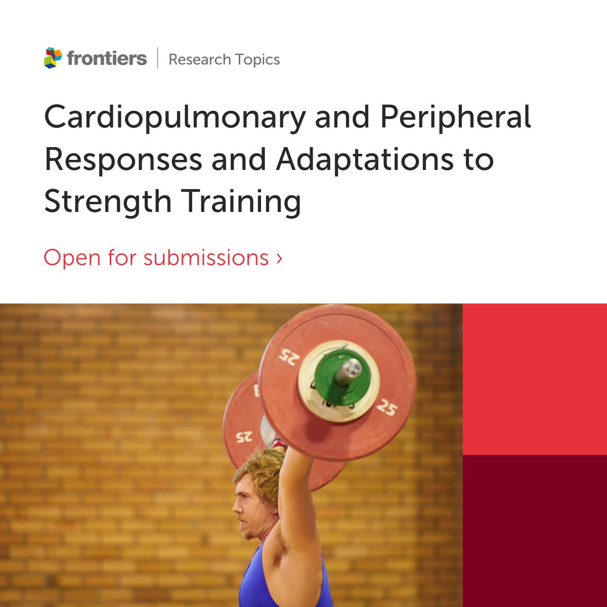 Open for submissions - This new Research Topic aims to investigate the physiological short- and long-term effects of different strength training methods, with a particular focus on the cardiopulmonary response.

Submit your work today ➡ fron.tiers.in/rt/62747
