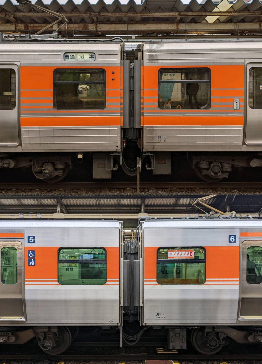 上：JR東海313系8000番台 下：JR東海315系 カラーリングが似た両者