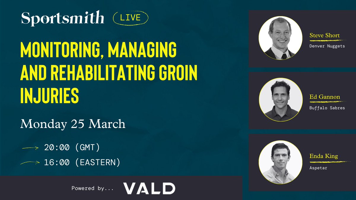 Sportsmith (@sportsmithhq) on Twitter photo THIS WILL SELLOUT!
We have pulled together a truly world-class line up for the next Sportsmith roundtable.
🗣️ <a href="/enda_king/">Enda King PhD</a> <a href="/edgannon10/">ed.gannon</a> <a href="/steveshortdpt/">Steve Short</a>
📆25 March
⌚️2000 GMT
🎥Priority recording sent to those that register
sportsmith.co/live/monitorin…
Powered by <a href="/VALDPerformance/">VALD Performance</a> THIS WILL SELLOUT!
We have pulled together a truly world-class line up for the next Sportsmith roundtable.
🗣️ <a href="/enda_king/">Enda King PhD</a> <a href="/edgannon10/">ed.gannon</a> <a href="/steveshortdpt/">Steve Short</a>
📆25 March
⌚️2000 GMT
🎥Priority recording sent to those that register
sportsmith.co/live/monitorin…
Powered by <a href="/VALDPerformance/">VALD Performance</a>