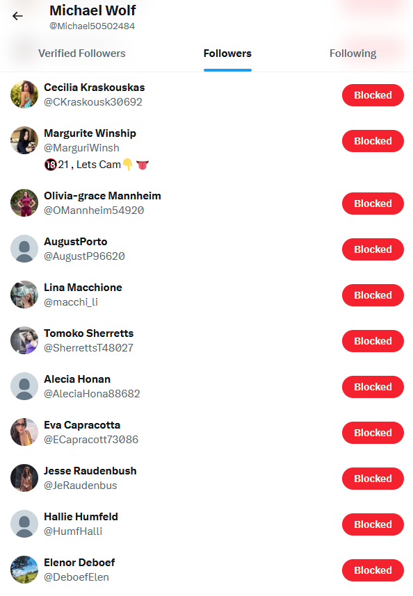 KindredAnon's tweet photo. Funny thing is, sometimes it isn't a rando. Sometimes it's someone you know or even follow, but then *they* tag someone who is a literal bot farm. Like the guy I underlined in red back there. Let's look at him. He has 117 followers and at least 115 of them are b0ts. https://t.co/4uPie2epk9
