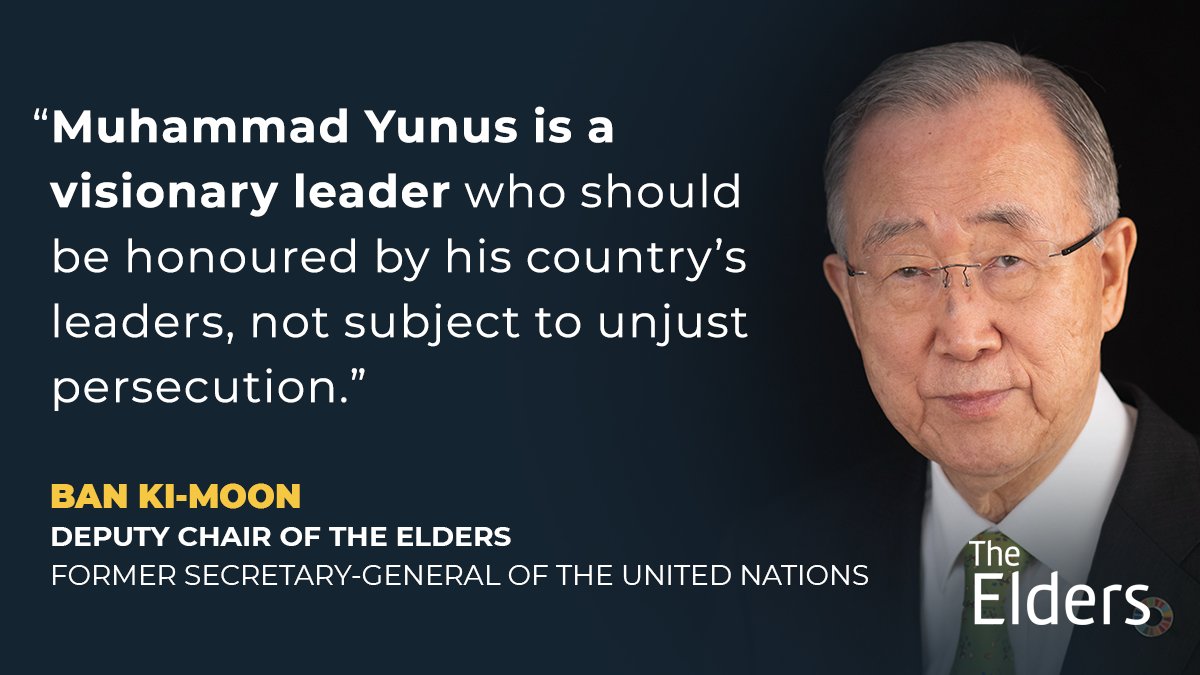 Ahead of the next scheduled court hearing for Muhammad Yunus on 3 March, Ban Ki-moon calls on Bangladeshi Prime Minister Sheikh Hasina to end the campaign of harassment against him. Click 'Show more...' to read the comment in full: “Muhammad Yunus is a visionary leader who