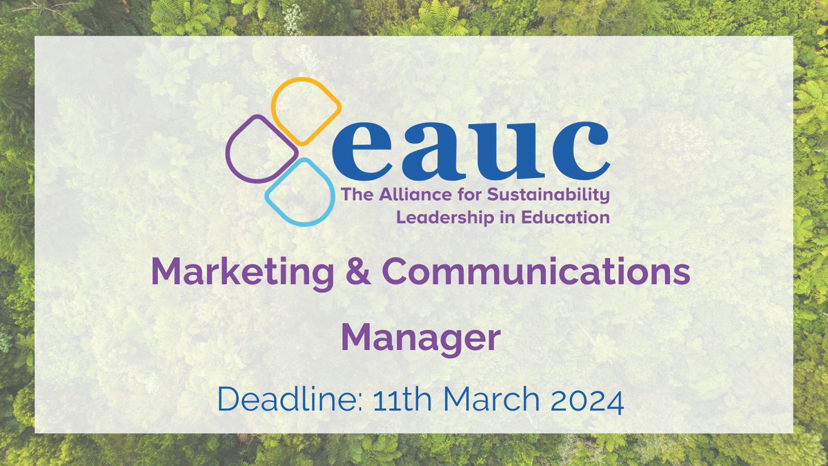 Come and join our wonderful team! The EAUC are looking for an experienced and ambitious communications manager who’s able to help us communicate the great work we do both at an operational and strategic level. @changeagentsUK Apply today at changeagents.org.uk/jobs