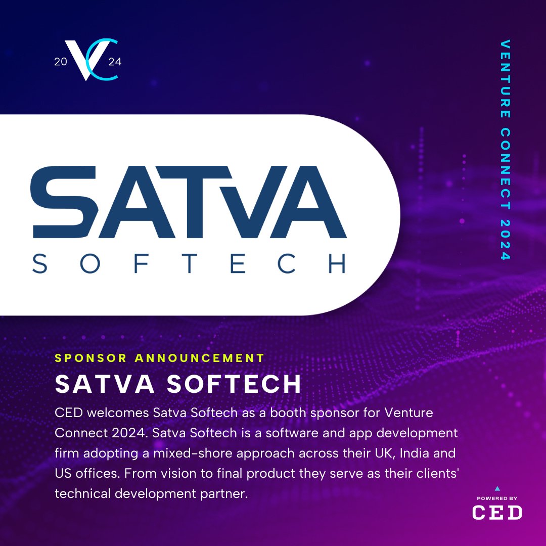 Satva Softech is a booth sponsor for Venture Connect 2024. Satva Softech is a software and app development firm adopting a mixed-shore approach across their UK, India and US offices. 

Join us! cednc.org/venture-connec…