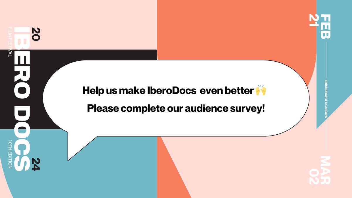 IberoDocs is nothing without an audience! If you have attended any of our screenings, events or workshops, we'd love to hear your thoughts ⤵️

Help us make the next IberoDocs festival EVEN BETTER by completing our audience survey 🙌

----&gt; bit.ly/IberoDocsSurvey