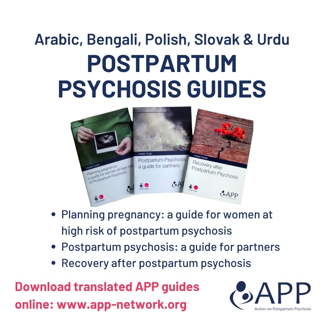 APP Insider Guides Recovery after postpartum psychosis; PP: a Guide for Partners; and Planning Pregnancy after PP are available in Arabic, Bengali, Polish, Slovak & Urdu: app-network.org/postpartum-psy… Thank you Bradford District Care NHS Foundation Trust for funding the translations