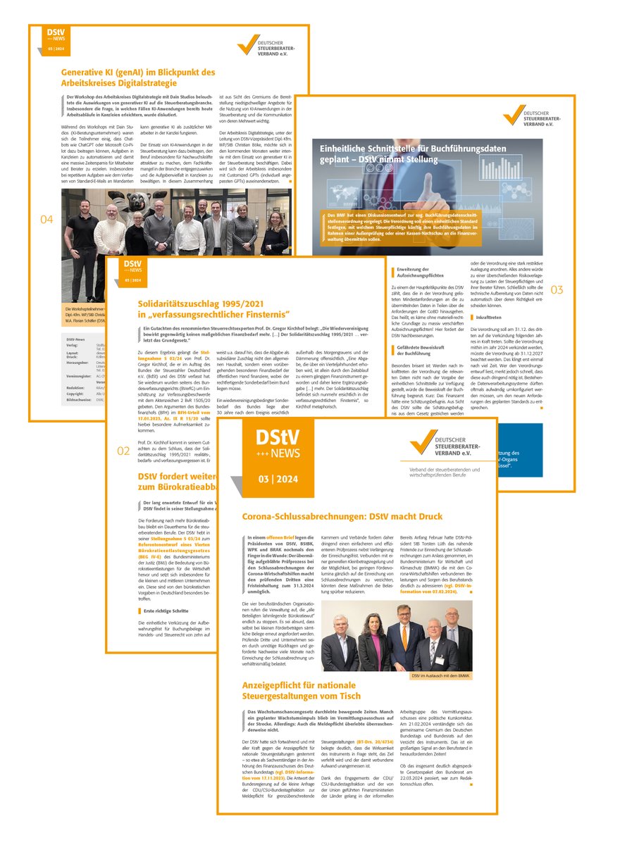 🆕DStV-News 03/24 

u.a. zu folgenden Themen:
- Corona-#Schlussabrechnungen: DStV macht Druck! 
- Anzeigepflicht für nationale #Steuergestaltungen vom Tisch 
- #Solidaritätszuschlag 1995/2021 in „verfassungsrechtlicher Finsternis“

Mehr Infos gibt es hier: dstv.de/wp-content/upl…