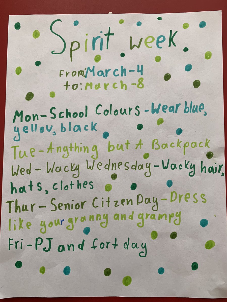 Next week is spirit week at RLE!