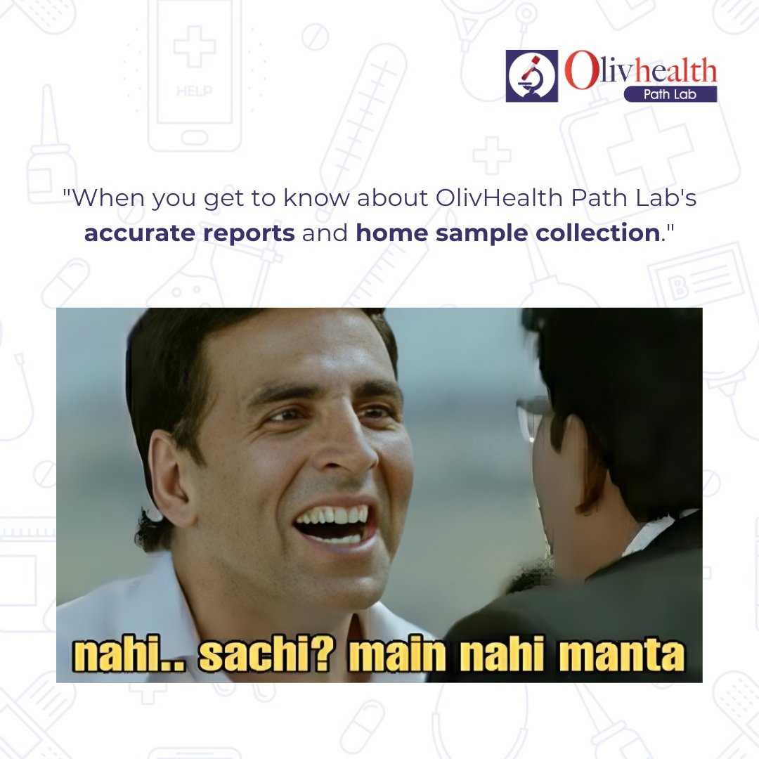 'Stressed about getting tested? 🌟 Let OlivHealth Path Lab take your worries away! 💉🏡 Get tested from the comfort of your home and enjoy peace of mind with our reliable services.

#OlivHealthPathLab #homesamplecollection #accurateresults #healthcare #HomeTesting #StressFree'