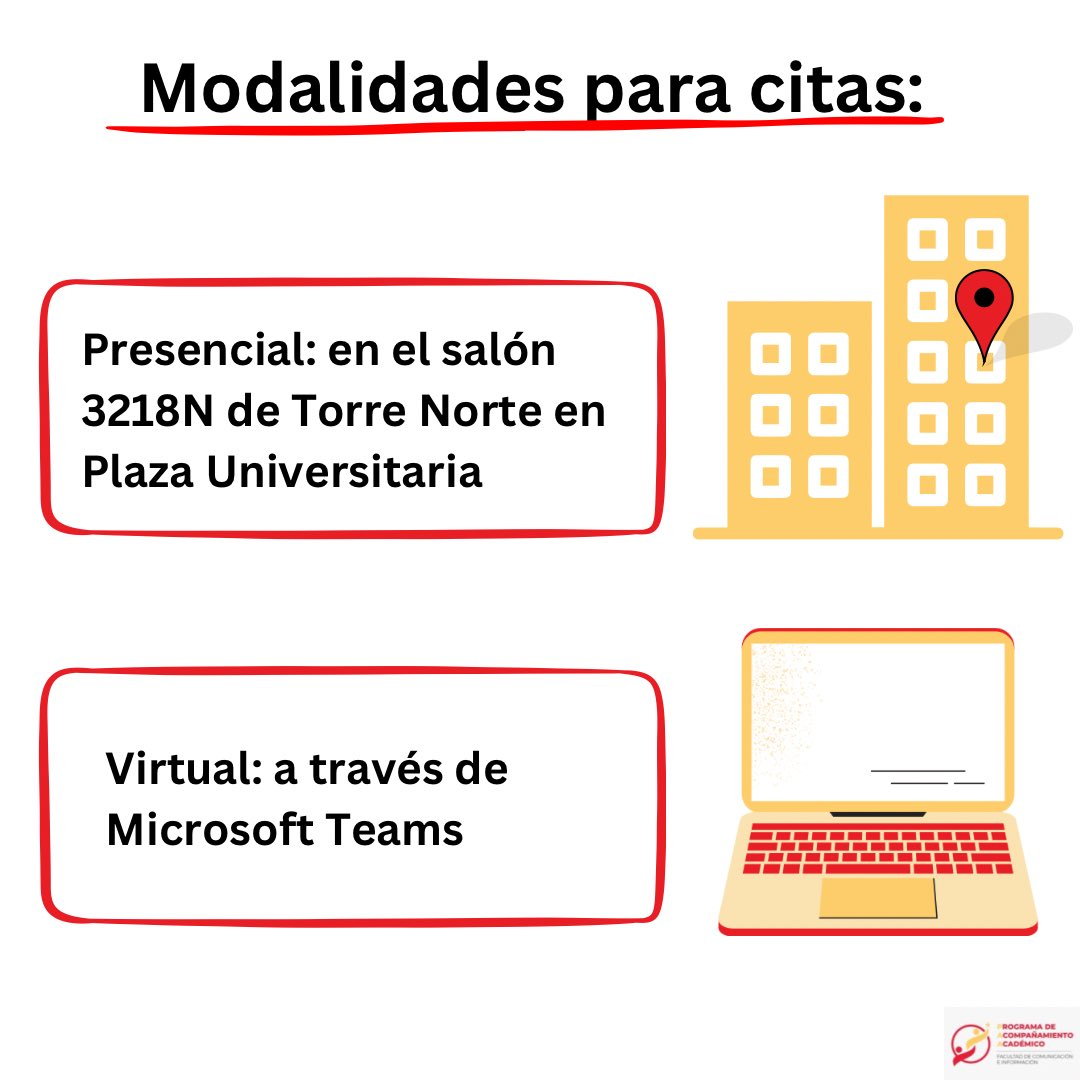 🔴Programa Acompanamiento Académico🟡 (@paafaci) on Twitter photo ¡Descubre las modalidades para tener tus citas! 👩🏫🖥️
#PAA #FACI #UPRRP #IUPI <a href="/faciuprrp/">Facultad de Comunicación e Información</a> ¡Descubre las modalidades para tener tus citas! 👩🏫🖥️
#PAA #FACI #UPRRP #IUPI <a href="/faciuprrp/">Facultad de Comunicación e Información</a>