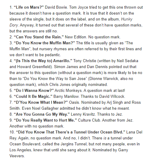 John Rentoul (@johnrentoul) on Twitter photo This week, I did #Top10 Song Titles To Which The Answer Is No, as suggested by <a href="/ChrisJones_1/">Chris Jones</a> x.com/ChrisJones_1/s… 3/4 This week, I did #Top10 Song Titles To Which The Answer Is No, as suggested by <a href="/ChrisJones_1/">Chris Jones</a> x.com/ChrisJones_1/s… 3/4