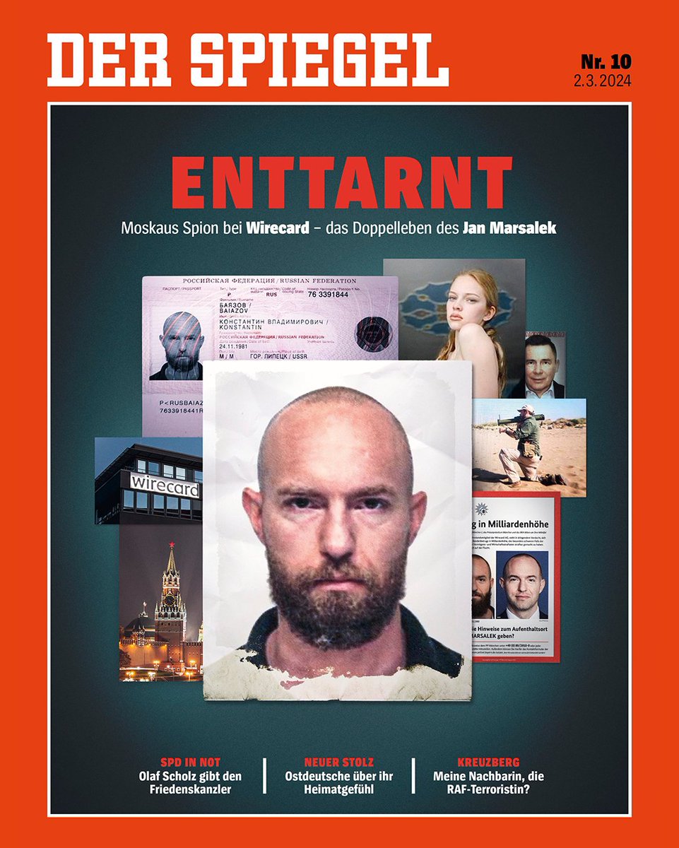 Der neue SPIEGEL ist da:

📍 Wie der #Wirecard-Vorstand Jan #Marsalek wohl zum Agenten für Russland wurde
📍 RAF: Warum die Daniela #Klette so lange unentdeckt blieb
📍 Was Menschen in Ostdeutschland bewegt – und geprägt hat

Morgen am Kiosk, jetzt online: spiegel.de/spiegel/print/…