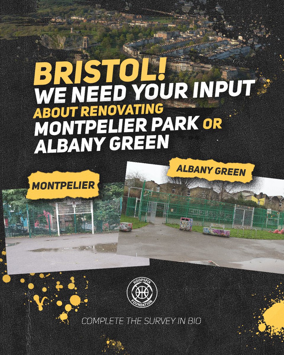 We’re exploring the feasibility of renovating either Montpelier Park or Albany Green in Bristol and need your feedback by filling out the survey link in below then sharing with your network to do the same 🙏🇬🇧🏀 

🔗 forms.gle/t6u3aUSGBgQ6jL…