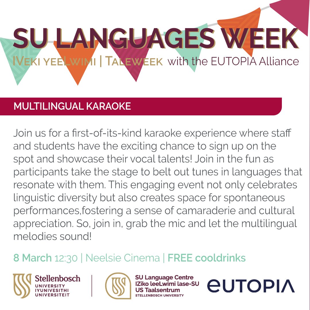 Hit the stage at our multilingual karaoke event – we welcome everything from Afropop to K-pop! Once you’ve registered for the event, admission is free. Register here: bit.ly/SULanguagesWee… Check out the rest of the SU programme here: bit.ly/SULanguagesWee…