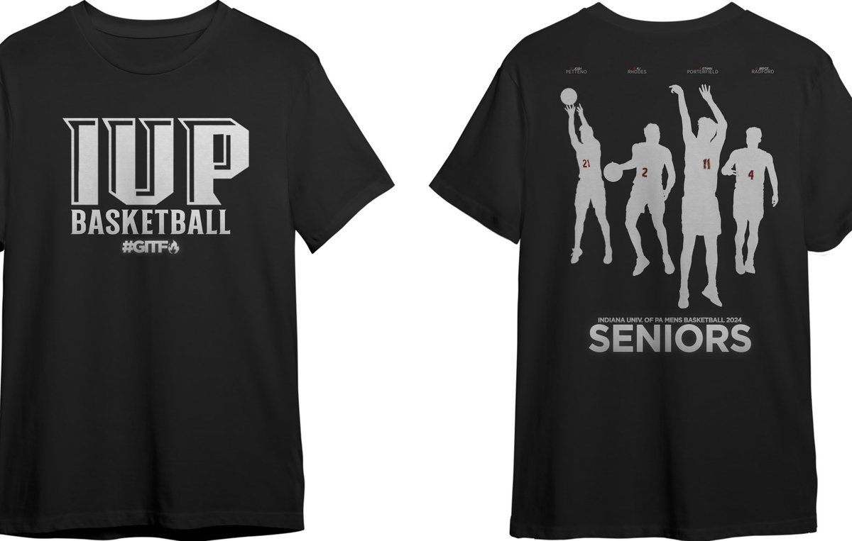 Join ⁦<a href="/IUP_MBB/">IUP Men’s Basketball</a>⁩ on Saturday at 3 as we honor some of the most successful seniors in IUP basketball history. Free T Shirts for the first 400 students starting at 2. #g2G🙏🦅  #GITF🔥
