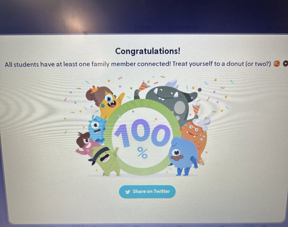 IPMATHalf_Acres's tweet image. 🥳🎉 YAY! 🎉🥳 
Mrs Foster’s class have 100% of families on dojo! What an achievement! #Reception #ClassDojo