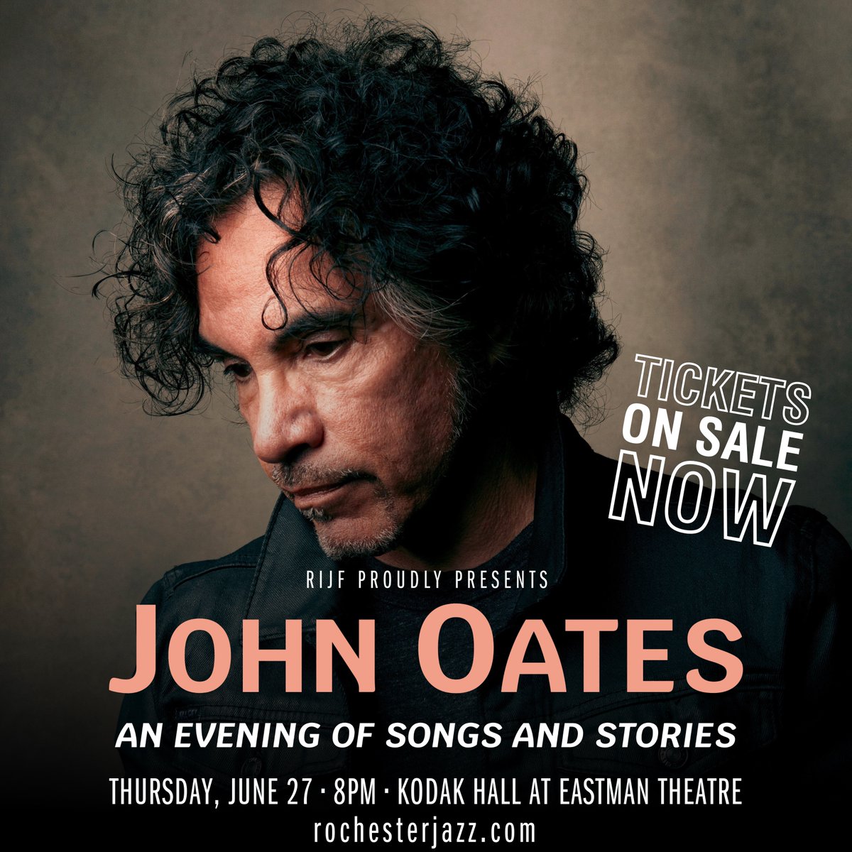 Tickets on sale now for @JohnOates - An Evening of Songs & Stories. Only at RochesterJazz.com