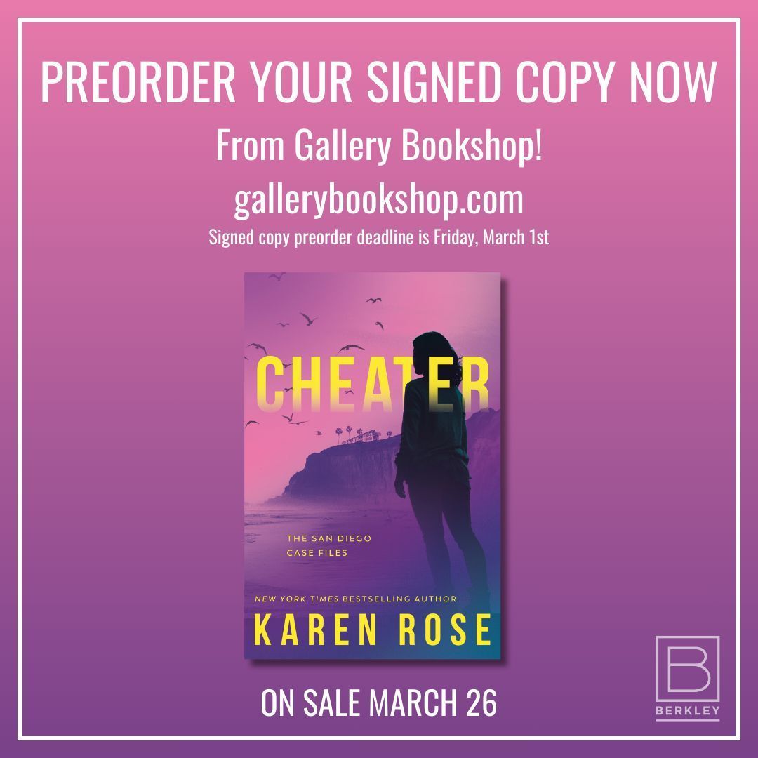 ‼️ LAST DAY! 🔥 TODAY (3/1/24), is the LAST DAY to pre-order a SIGNED copy of CHEATER from our friends at Gallery Bookshop! This is open to international readers, and quantities are limited, so hurry and pre-order your signed copy today! Go here to order: buff.ly/3w9ggHF
