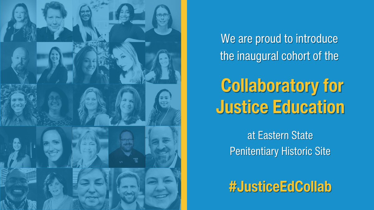 Welcome to the new members of the first ever #JusticeEdCollab at Eastern State! The 37 members selected for the collaboratory represent 14 U.S. states and a wide range of educational expertise. Learn more: shorturl.at/lsN39