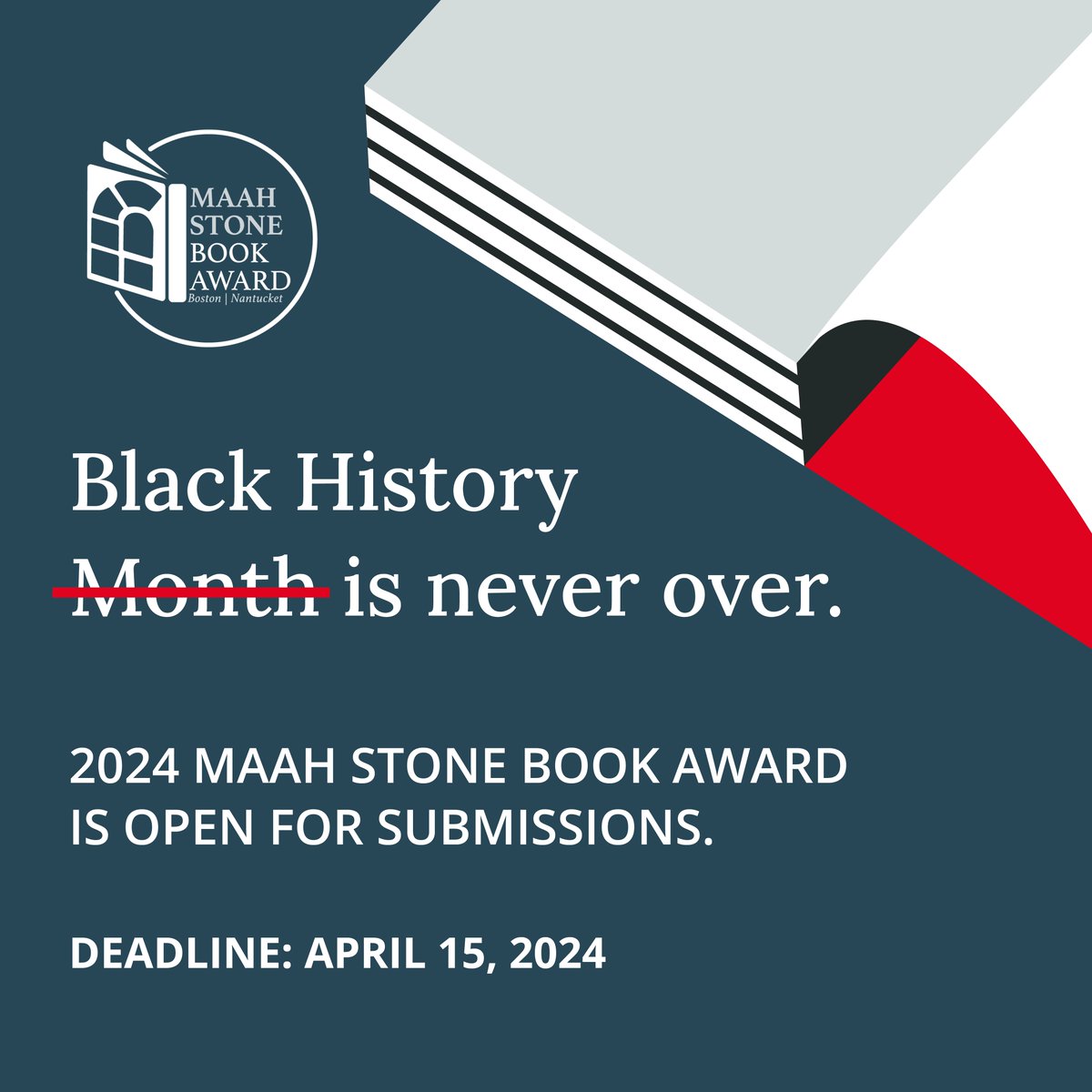The 2024 MAAH Stone Book Award is now open for submissions! Visit our website for the guidelines for eligible submissions and the link to submit. Submissions are due by April 15, 2024. loom.ly/JltxYwY