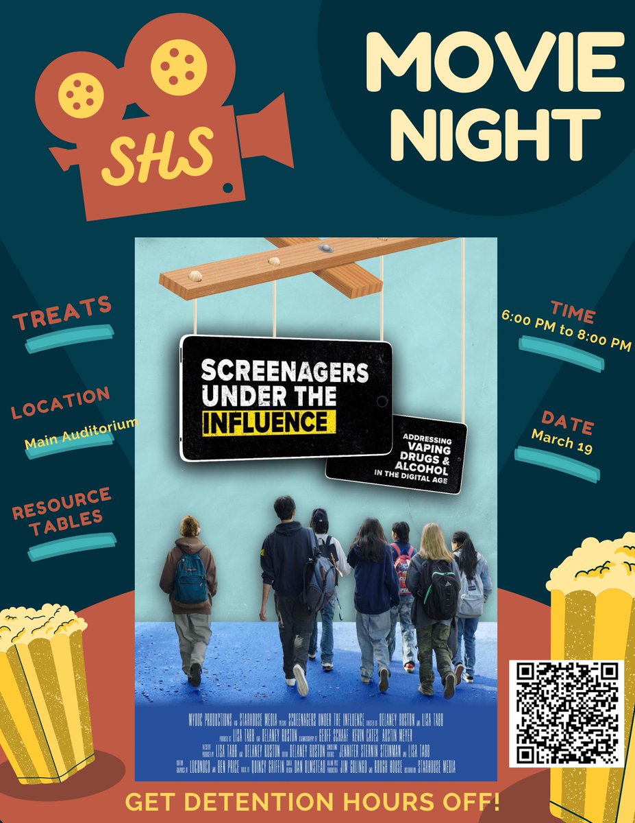 Join us at SHS on March 19th for a viewing of Screenagers.  There will also be community resource tables for more information.  Enjoy a special treat after.  All are invited.  All are welcome!  Organized by Health &amp; Human Service CAPS interns. #saberstrong