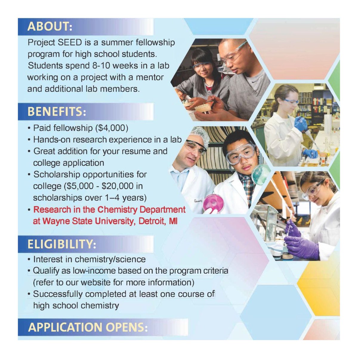waynestatechem (@waynestatechem) on Twitter photo Great opportunity! <a href="/DetroitACS/">Detroit ACS</a> is now accepting student applications for PAID ($4000) summer research - sponsoring four research fellowships for 8–10 weeks at <a href="/waynestatechem/">waynestatechem</a>,
Requirements and application: acs.org/.../students/h…
Applications close on April 3, 2024 Great opportunity! <a href="/DetroitACS/">Detroit ACS</a> is now accepting student applications for PAID ($4000) summer research - sponsoring four research fellowships for 8–10 weeks at <a href="/waynestatechem/">waynestatechem</a>,
Requirements and application: acs.org/.../students/h…
Applications close on April 3, 2024