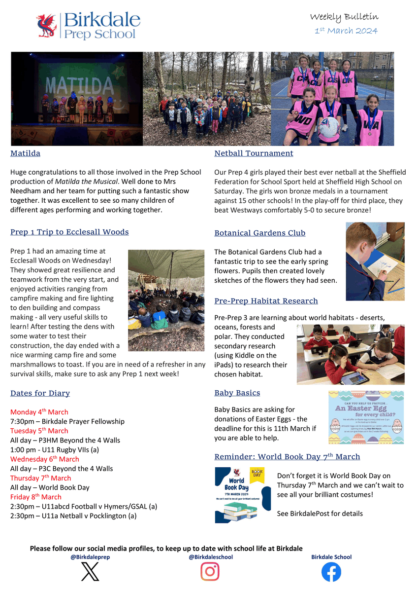 BirkdalePrep's tweet image. Happy Friday🌟! Our Prep School have had a fantastic week, filled with lots of exciting events, including our Prep School drama production, sports fixtures, and outdoor adventures.🎨🏐🎭🌲 #SchoolActivities #Extracurricular