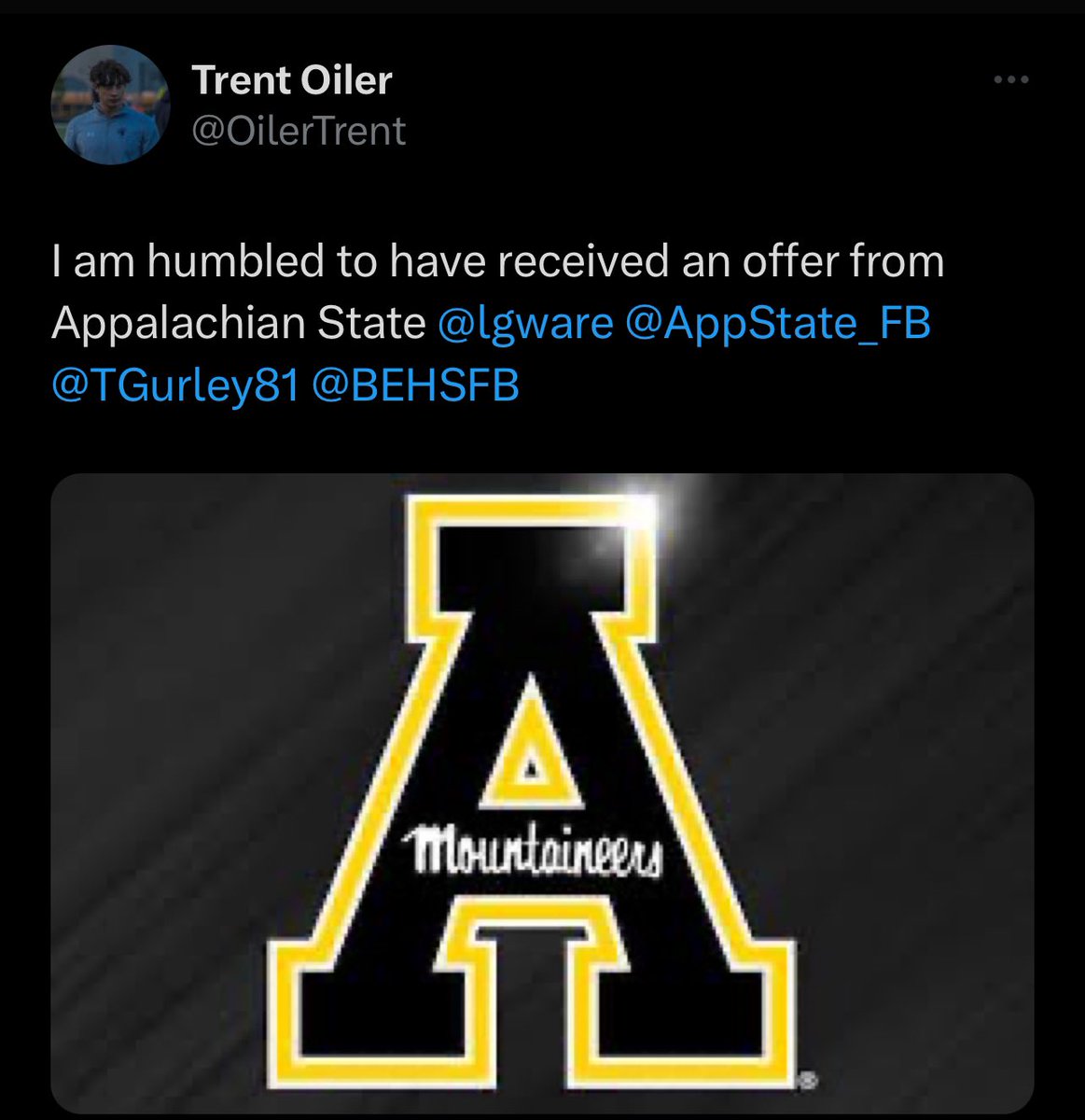 Congrats @OilerTrent on the @AppState_FB offer!!! We get #offers & #results at Torigurley.com Sign Up Now
