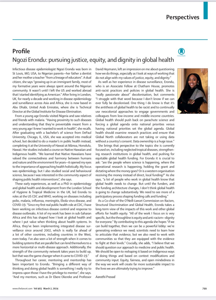 I’m so honoured to be profiled in @TheLancet today. Grateful to my family, community, & mentors for inspiring me on this journey. thelancet.com/journals/lance…