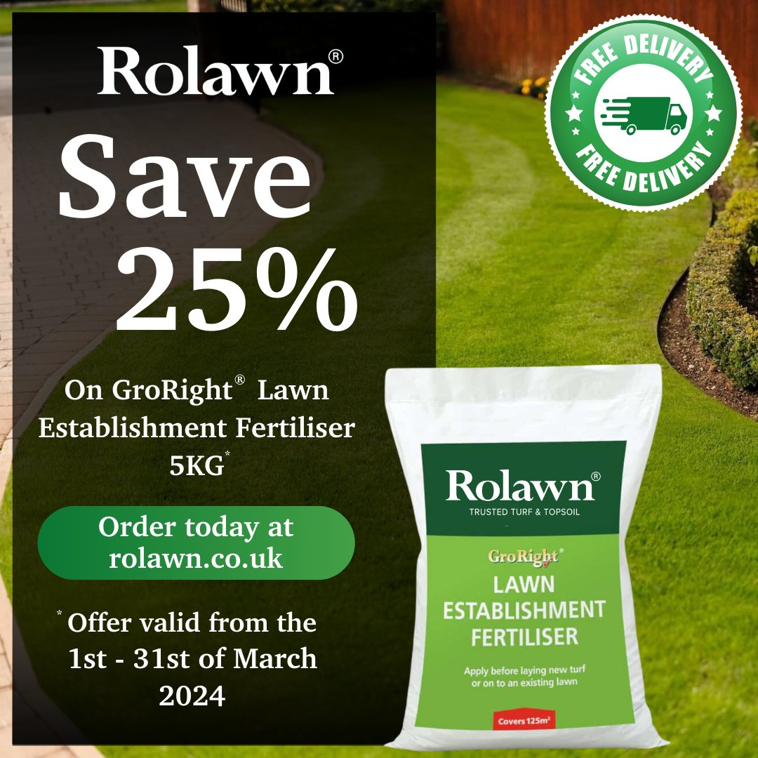 ⭐ Seed for success. Feed for success⭐ Save 25% on Rolawn Medallion® Lawn Seed 20kg & Rolawn GroRight® Lawn Fertiliser 5kg throughout March* To order, visit hubs.ly/Q02mQrgC0 *Limited time offer. T&C's apply. #Turf #Lawn #Lawnseed #Lawncare #Lawnaftercare