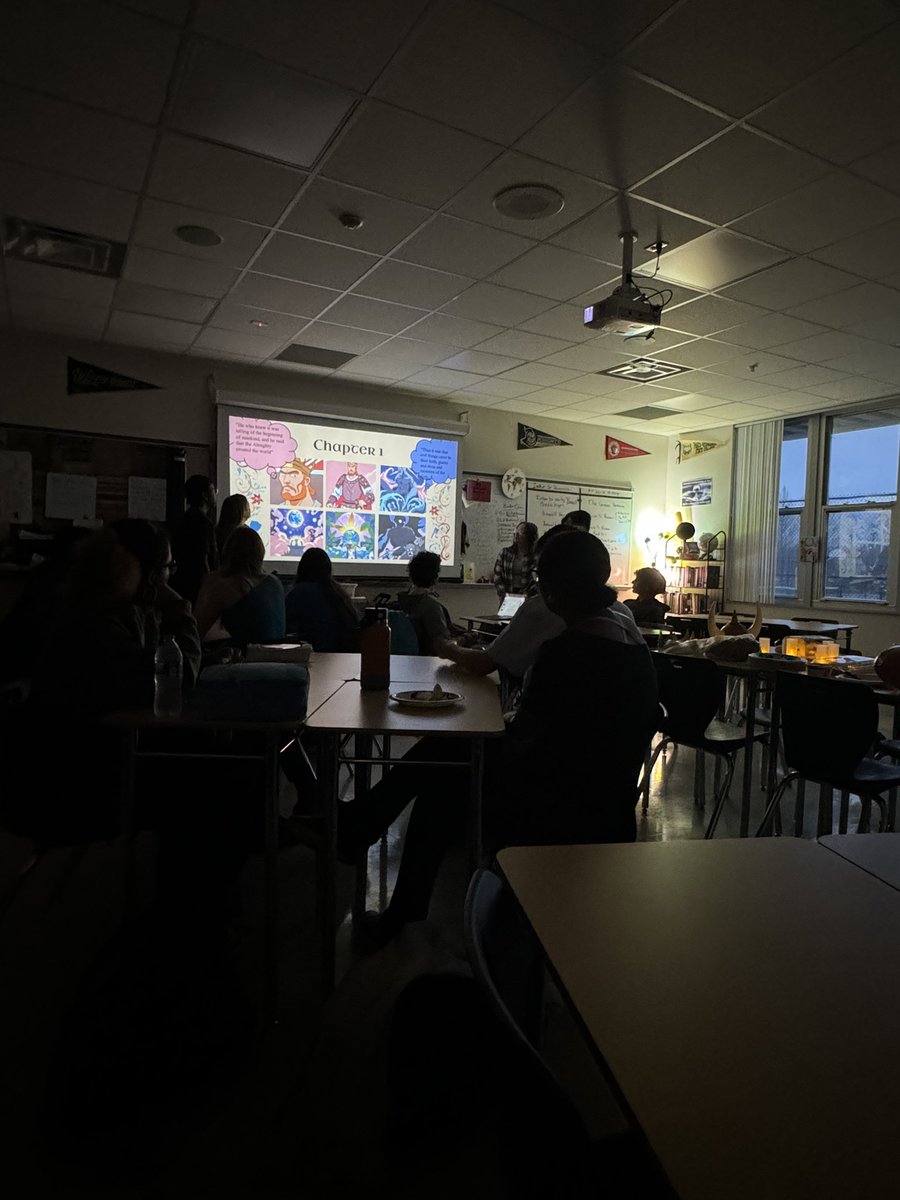 MsCBaer's tweet photo. Mrs. Noffsinger’s DE students created AI images to support their presentations on Beowulf today. I love seeing our kids using tech to support their learning 🤩 https://t.co/xqiKkC8jn1