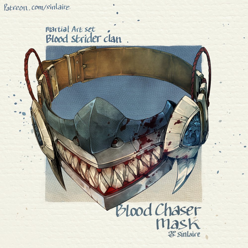 MukhlisNur's tweet photo. New item sets - Martial Arts Set  
Blood Strider Clan - Blood Strider Dance

- Blood Strider Boots
- Blood Chaser Mask
- Wave Rider Belt

Hi-res images, and stats are available on Patreon #Patreon #dnd5e #creaturedesign https://t.co/RdOLUJI2zX