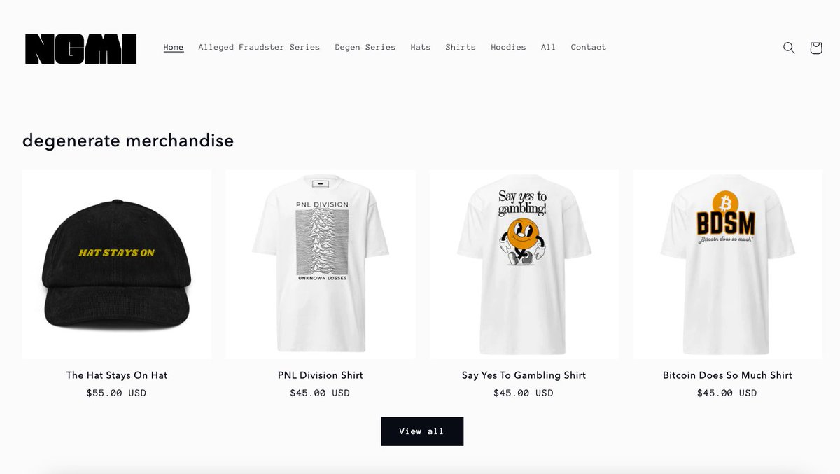 Tom Mitchelhill (@thecryptojourno) on Twitter photo I've put some new things on the <a href="/ngmi_store/">NGMI Store</a>:
✅ Hat Stays On Hat (for new $WIF millionaires)
✅ PNL Division Shirt
✅ #Bitcoin Does So Much (BSDM) Shirt
✅ Crypto payments enabled (#Solana Pay) I've put some new things on the <a href="/ngmi_store/">NGMI Store</a>:
✅ Hat Stays On Hat (for new $WIF millionaires)
✅ PNL Division Shirt
✅ #Bitcoin Does So Much (BSDM) Shirt
✅ Crypto payments enabled (#Solana Pay)